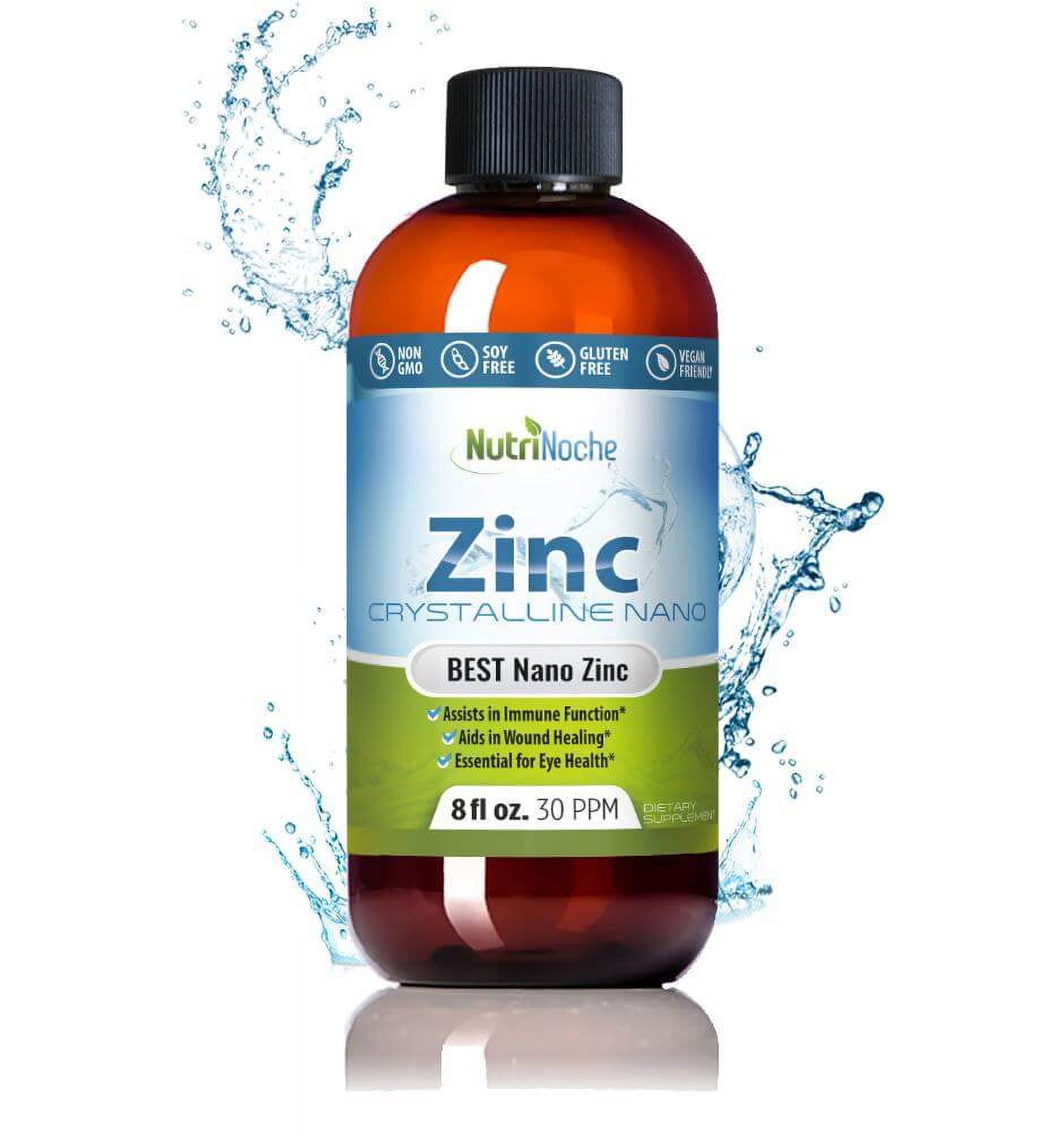 NutriNoche Liquid Zinc 99.99% Ultra Pure Crystalline Nano Zinc Particles 8 Ounce