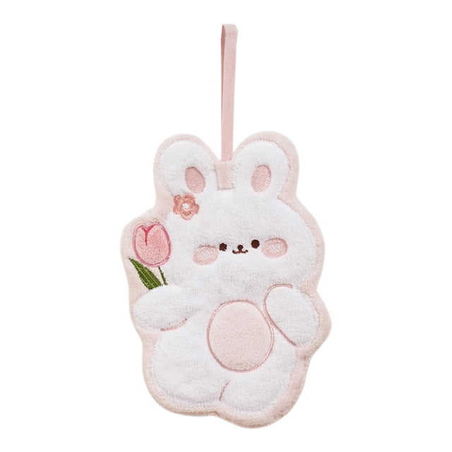 Deeceymbur Easter Hand Towel Absorbent Flock Material Bunny Design for Kitchen Bathroom Holiday Decor