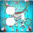 thumbnail image 4 of Metal Light Switch Plate Cover Beaded Feather Dreamcatcher Teal DRM005, 4 of 13