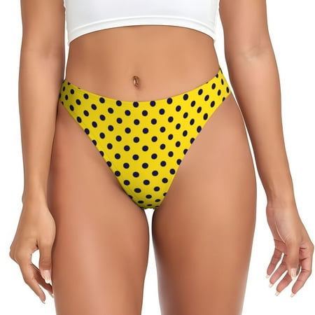 Thongs for Women - Polka Dot yellow No Show Seamless Womens Thongs Underwear  Stretch G String Thongs for Women  Ladies Breathable Kawaii Thong Bikini Panties Briefs