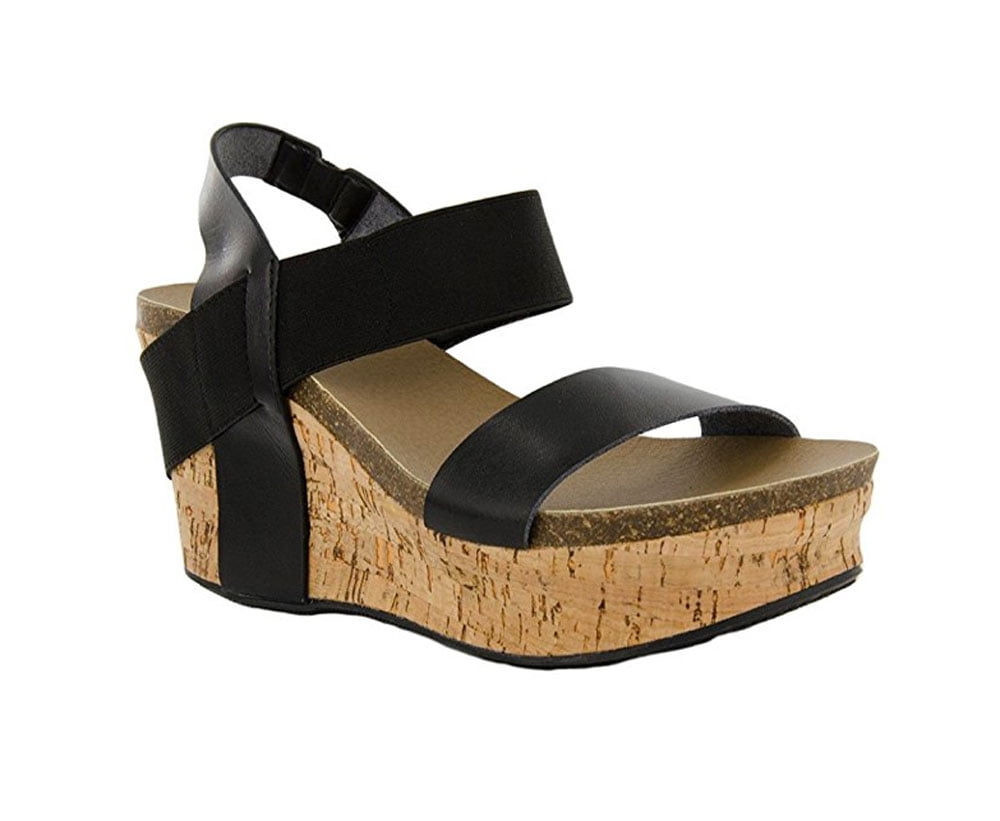 Corkys Women's Wedge Black Sandals