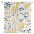 thumbnail image 2 of Yellow Blue Flowers Semi Sheer Curtains Drapes for Living Room, Bedroom, French Doors Window 63 Inches Long, Watercolor Botanical Floral Plants Rod Pocket Chiffon Curtain Drapery Voile Drape Panel, 2 of 6