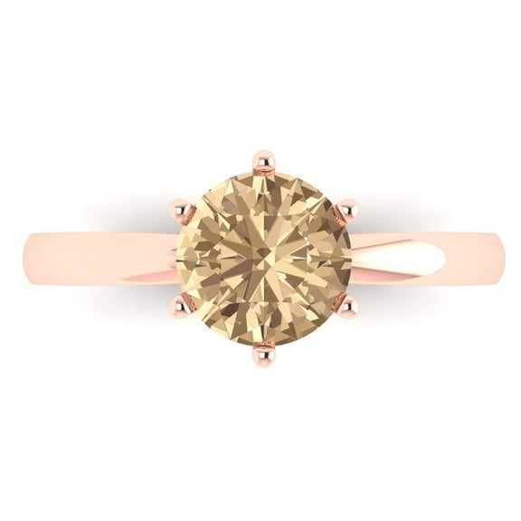 1.5 ct Round Cut Yellow Moissanite Solitaire Engagement Ring for Women in 14K Rose Gold