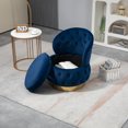 thumbnail image 2 of Swivel Barrel Chair with Storage, 360 Degree Cuddle Accent Chair with Wide Upholstered, Round Armchair Fluffy Velvet Fabric Single Chair for Living Room Bedroom, Navy, 2 of 8