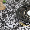 thumbnail image 4 of Satin Table Overlay Square Tabletop 72" Damask(Black and White) for Wedding Reception, Party, Catering, Table Linens Decoration, 4 of 5