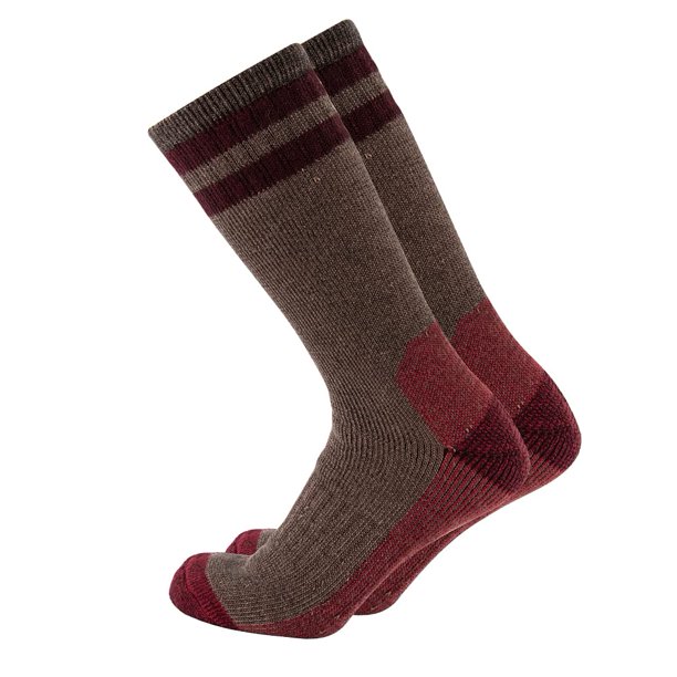 Calcetines de lana Cerebro Cerebro Merino para hombre, senderismo, senderismo, marrón/rojo