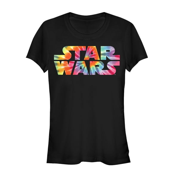 Junior's Star Wars Tie-Dye Logo  Graphic Tee Black Small