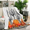 thumbnail image 3 of Pumpkin Fall Blanket Super Soft Sherpa Fleece Blanket, Fall Themed Thanksgiving Gifts for Women, Warm Lightweight Fluffy Fall Throw Blanket for Living Room, Couch, Bed (60'''' x 50''''), 3 of 6
