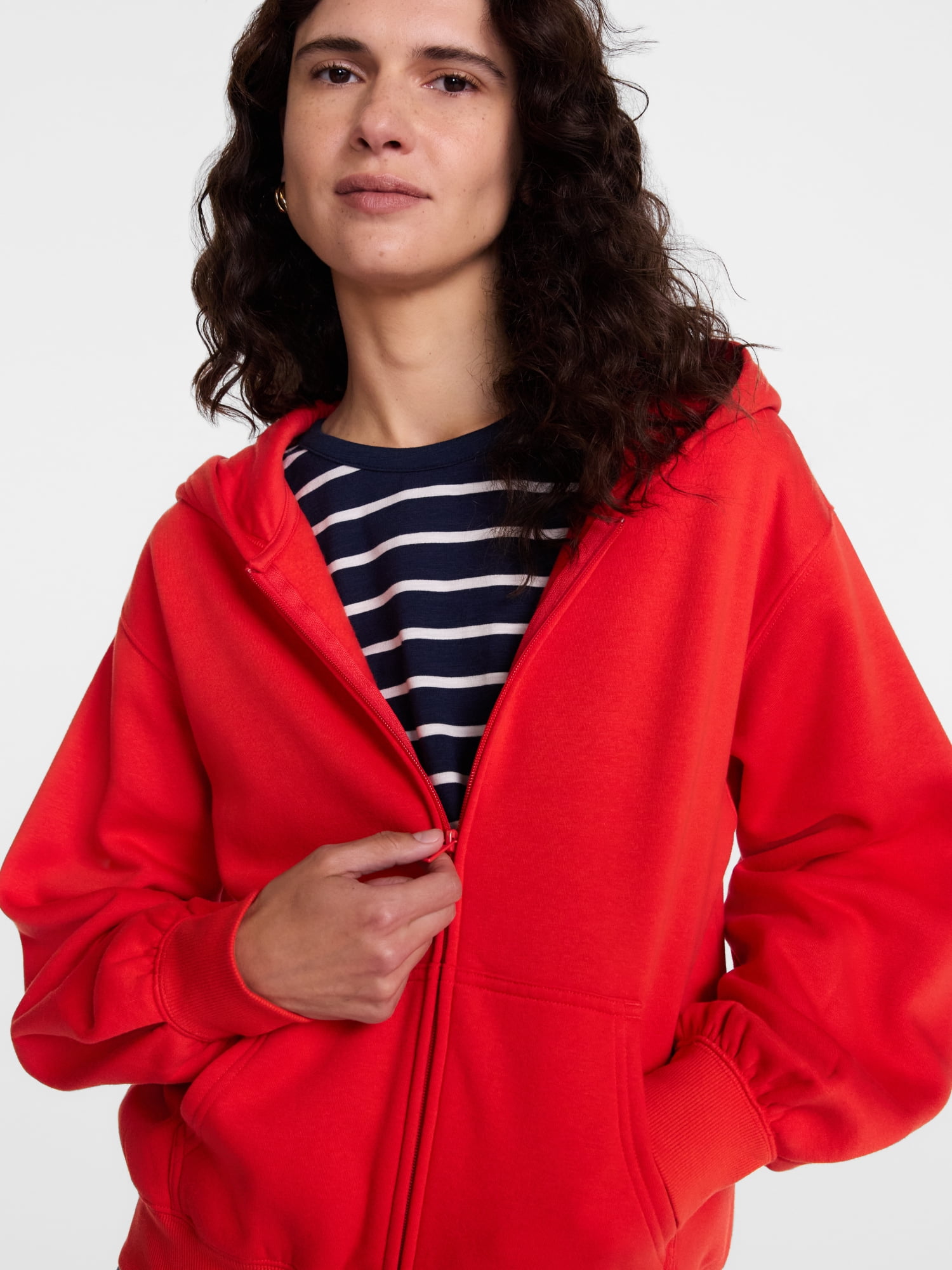 Scenario Women's and Women's Plus Zip Front Fleece Hoodie Jacket, Sizes XS-4X