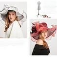 thumbnail image 5 of Visland Women's Church Derby Dress Fascinator Bridal Cap British Tea Party Wedding Hat,Wide Brim Medieval Curling Edge Hollow Out Banquet Cap, 5 of 8