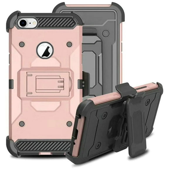 GSA Robust Kickstand Holster Case For iPhone SE (2022-20), 8, 7 - Rose Gold