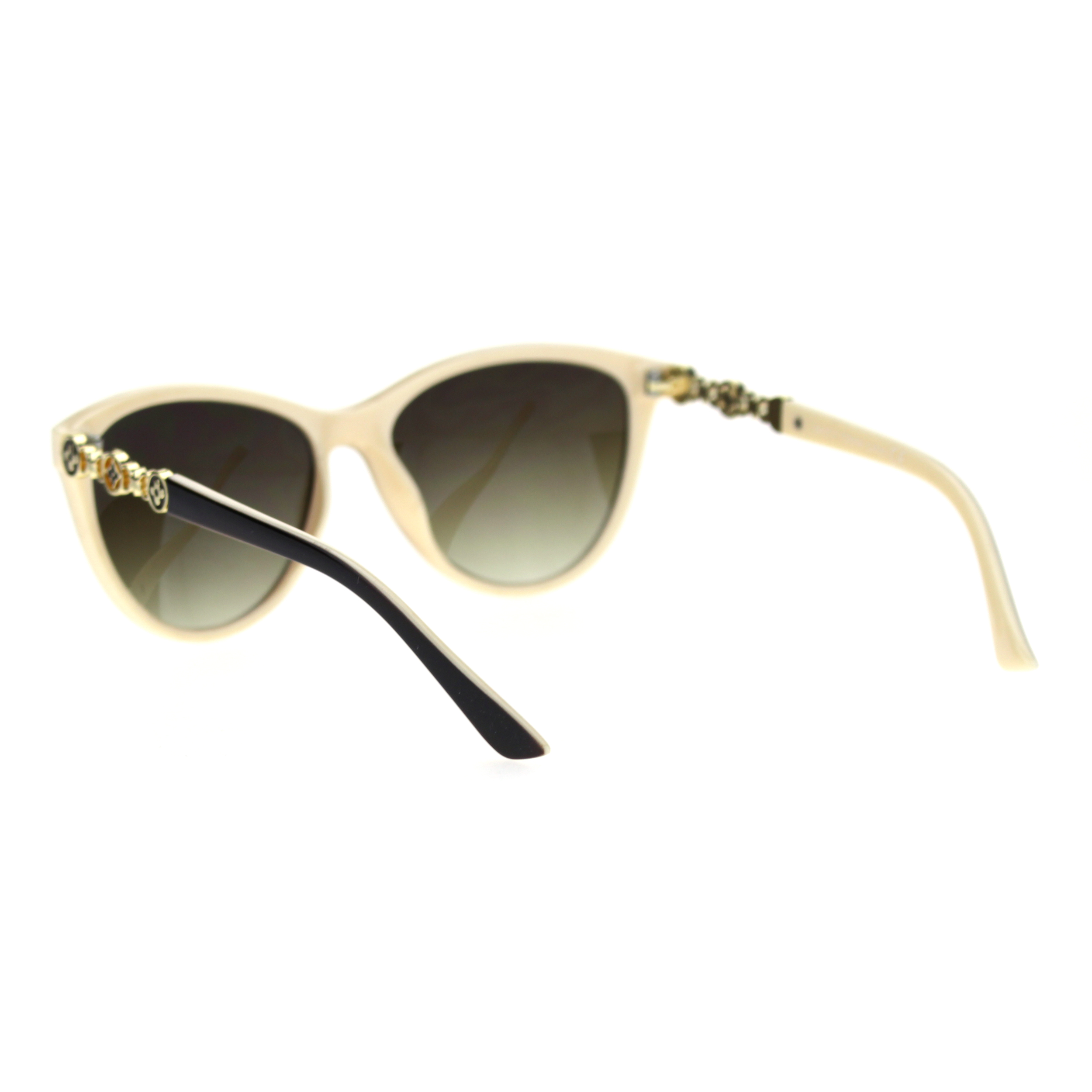 Womens Luxury Designer Fashion Cat Eye Chic Sunglasses Brown Beige Brown - image 4 of 4