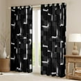 thumbnail image 2 of Erosebridal Geometric Plaid Curtains for Living Room,Black White Blackout Curtains Set of 2 (38x45),Futuristic Cubes Curtains and Drapes (38x45),Neon Bedroom Decoration, 2 of 6