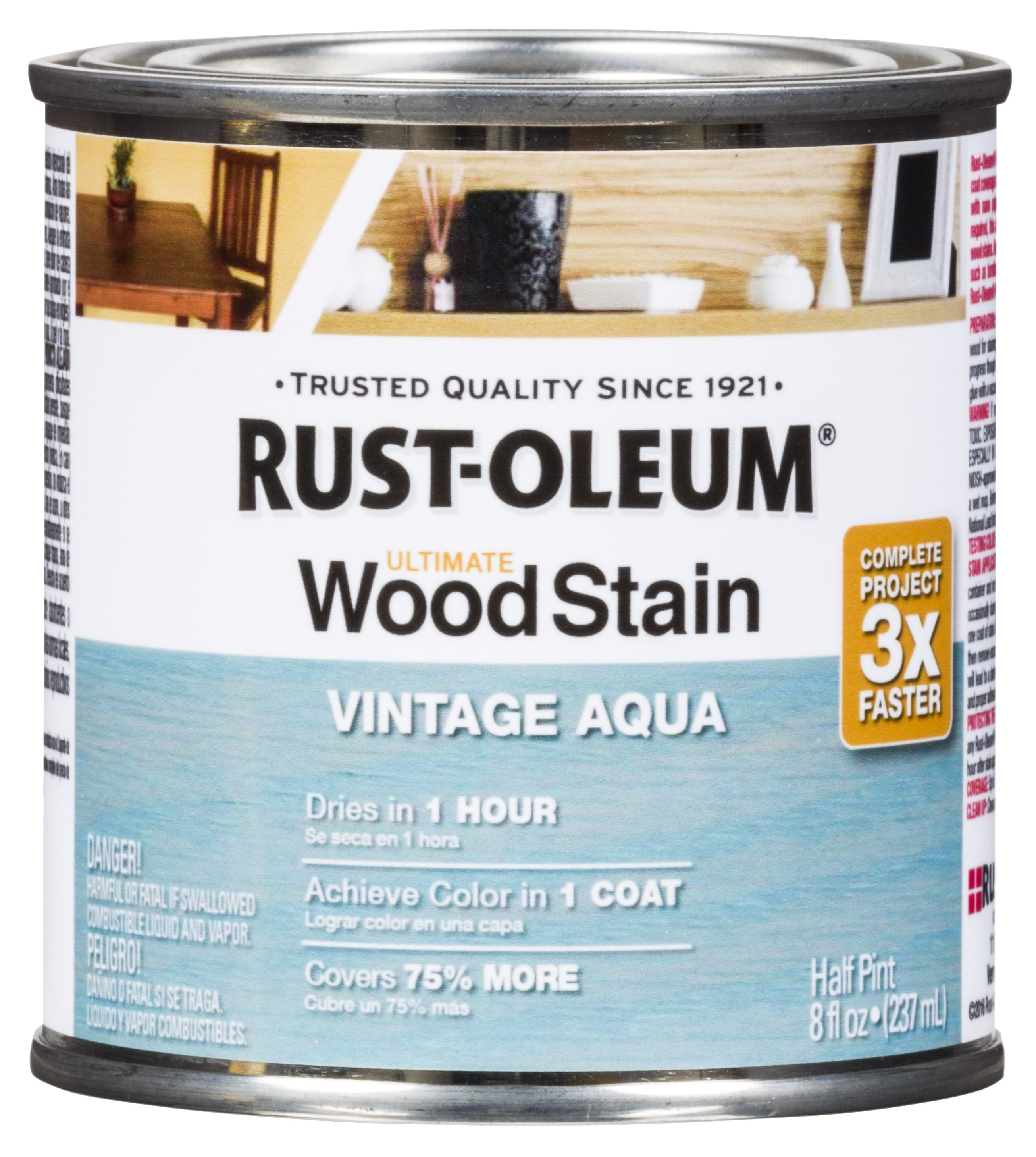 RustOleum Vintage Aqua Ultimate Wood Stain, Half Pint