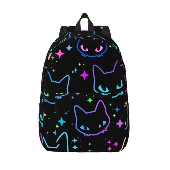 Neon Cat Heads Kids School Backpack for Boys Girls,Travel Laptop Backpacks Book Bag Hiking Camping Daypack Age 5-10