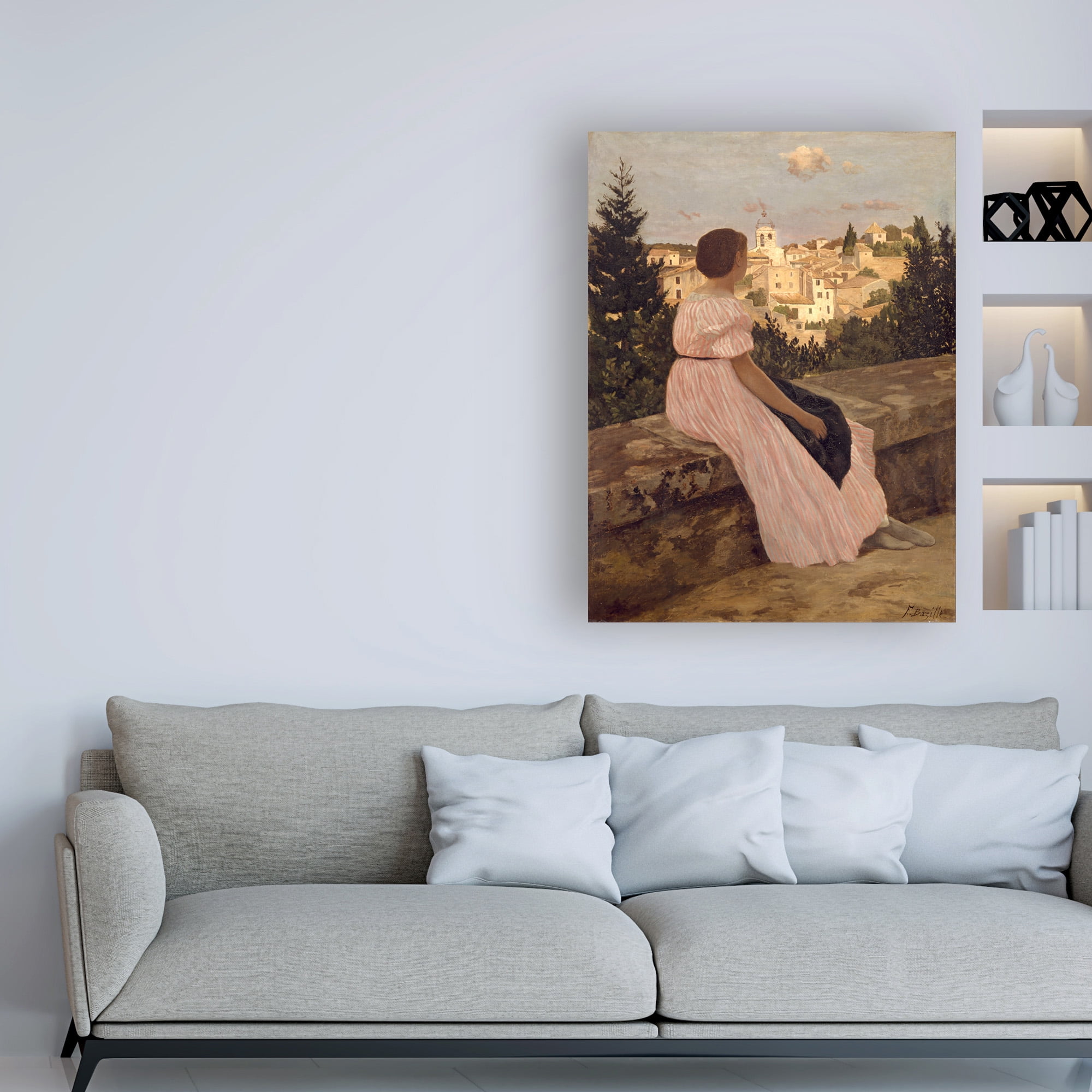 Trademark Fine Art 'The pink dress' Canvas Art by Frederic Bazille