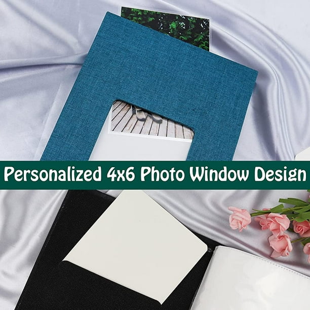 Vienrose Linen Photo Album 300 Pockets for 4x6 Photos Fabric Cover Photo Books Slip-In Picture Albums Wedding Baby Blue
