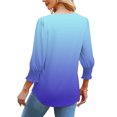 thumbnail image 2 of Jalioing V Neck Shirts for Women 3/4 Puff Sleeve Casual Dress Tops Loose Fashion Print Summer Tunic Blouses, 2 of 4