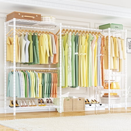 Condition photo showing New/Like New for ulif e10 clothes rack?with stretchable hanger rod?freestanding clothing racks for hanging clothes?portable garment rack 800lbs?white