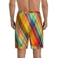 thumbnail image 3 of Kdxio Abstract Watercolors Tartan Print Mens Sleep Shorts Bottoms Soft Comfy Pajama Wear Pants with Drawstring Pockets, 3 of 7