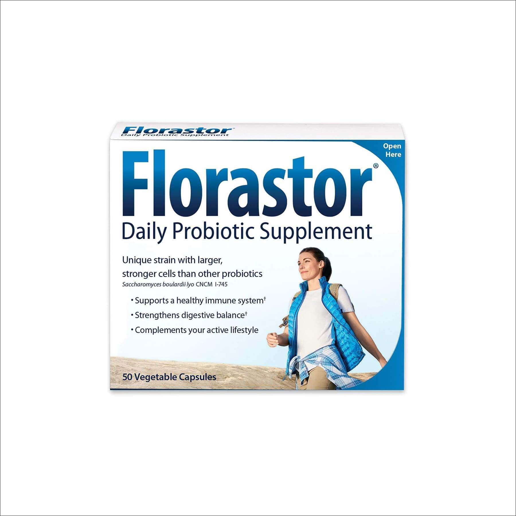 Florastor Daily Probiotic Supplement for Women and Men, 50 Capsules