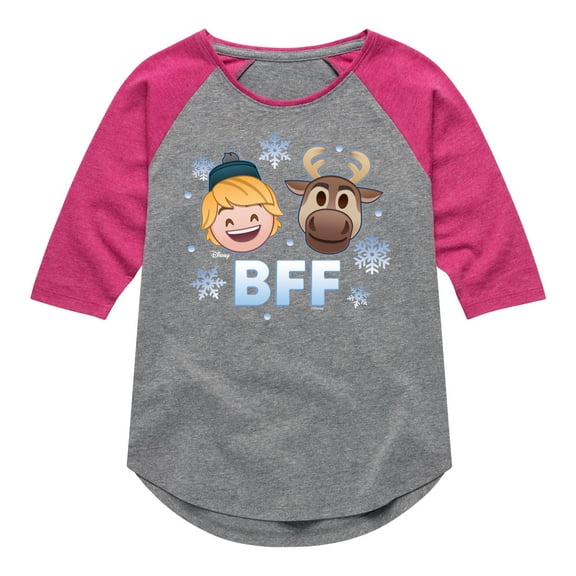 Disney Emoji - Kristoff Sven - Toddler And Youth Girls Raglan Graphic T-Shirt