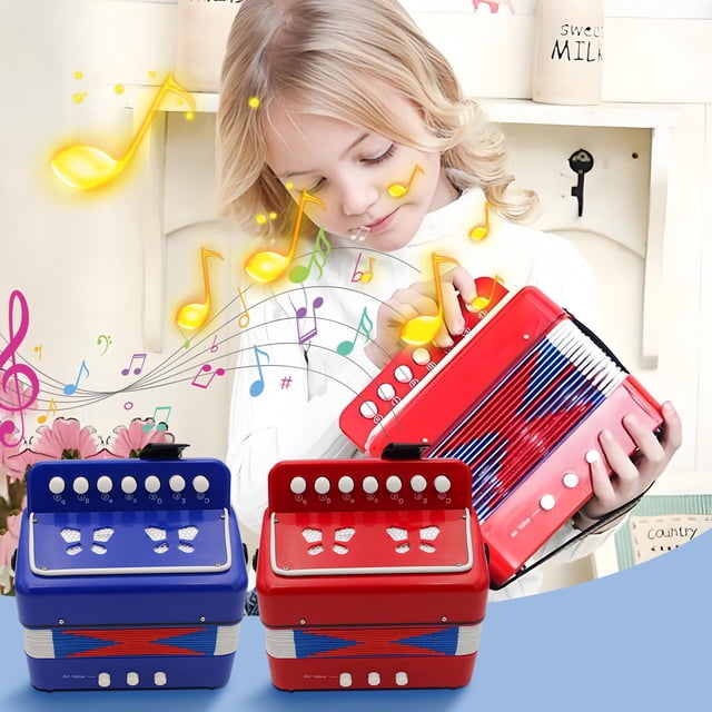 Savings Oefntac Accordion Children's Hexagonal Accordion Pushbutton Accordion 10 Keys with Shoulder Strap Pull Accordion Musical Instrument Beginner for Adults and 3+ Years Kids