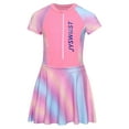thumbnail image 1 of CHICTRY Short Sleeve Swimsuit for Girls Front Zippy Padded Beachwear Swim Dress UPF50+ Rash Guard Gradient Pink 130/M 不带胸垫, 1 of 7