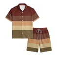 thumbnail image 5 of Hearthz Men's 2 Pieces Outfits Casual Striped Print Short Sleeve Button Down Shirt and Shorts Set Summer Tracksuits Set with Pockets, 5 of 6