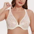 thumbnail image 5 of MELENECA Women's Plus Size Racerback Unlined Lace Underwire Front Closure Bra Off White 38B, 5 of 6