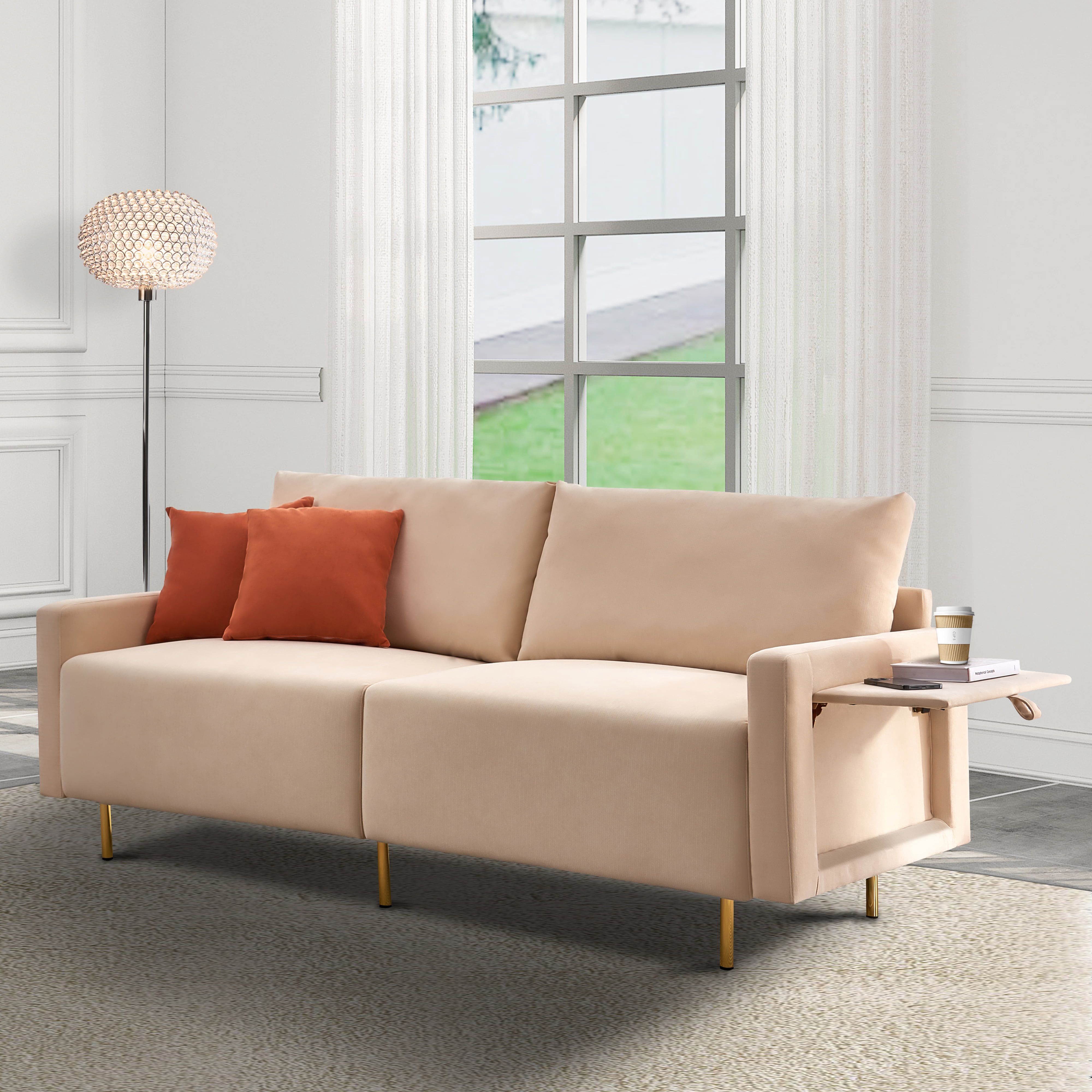 BSHTI 66.9 inch Modern Upholstered 2-Seat Loveseat Sofa,European style Loveseat Sofa for Livingroom(Navy Blue)