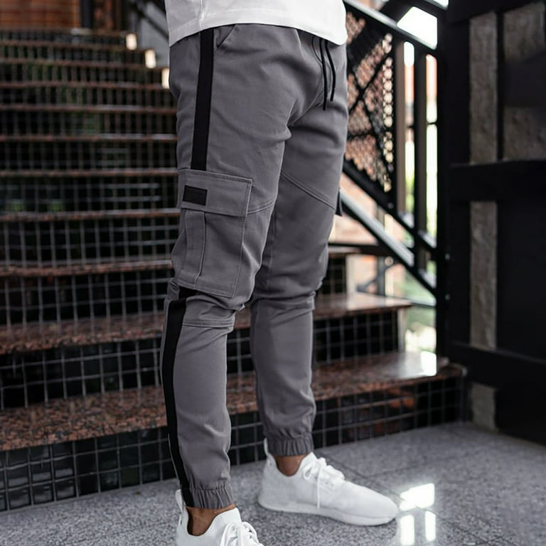Wavsuf Mens Joggers Sweatpants Sports Works Drawstring Lounge Dark Gray Pants Size XL