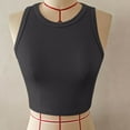 thumbnail image 5 of Qiopertar Women's Sleeveless Ribbed Tank Tops Casual Summer Short Sleeveless T-Shirts Round Neck Basic Comfy Stretchy Crop Tops, Dark Gray S, 5 of 6