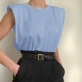 thumbnail image 1 of Txlixc Chaleco de verano femenino, chaleco de cuello redondo de color sólido, camiseta de hombro sin mangas Txlixc moda, 1 of 2