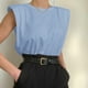 thumbnail image 1 of Txlixc Chaleco de verano femenino, chaleco de cuello redondo de color sólido, camiseta de hombro sin mangas Txlixc moda, 1 of 2
