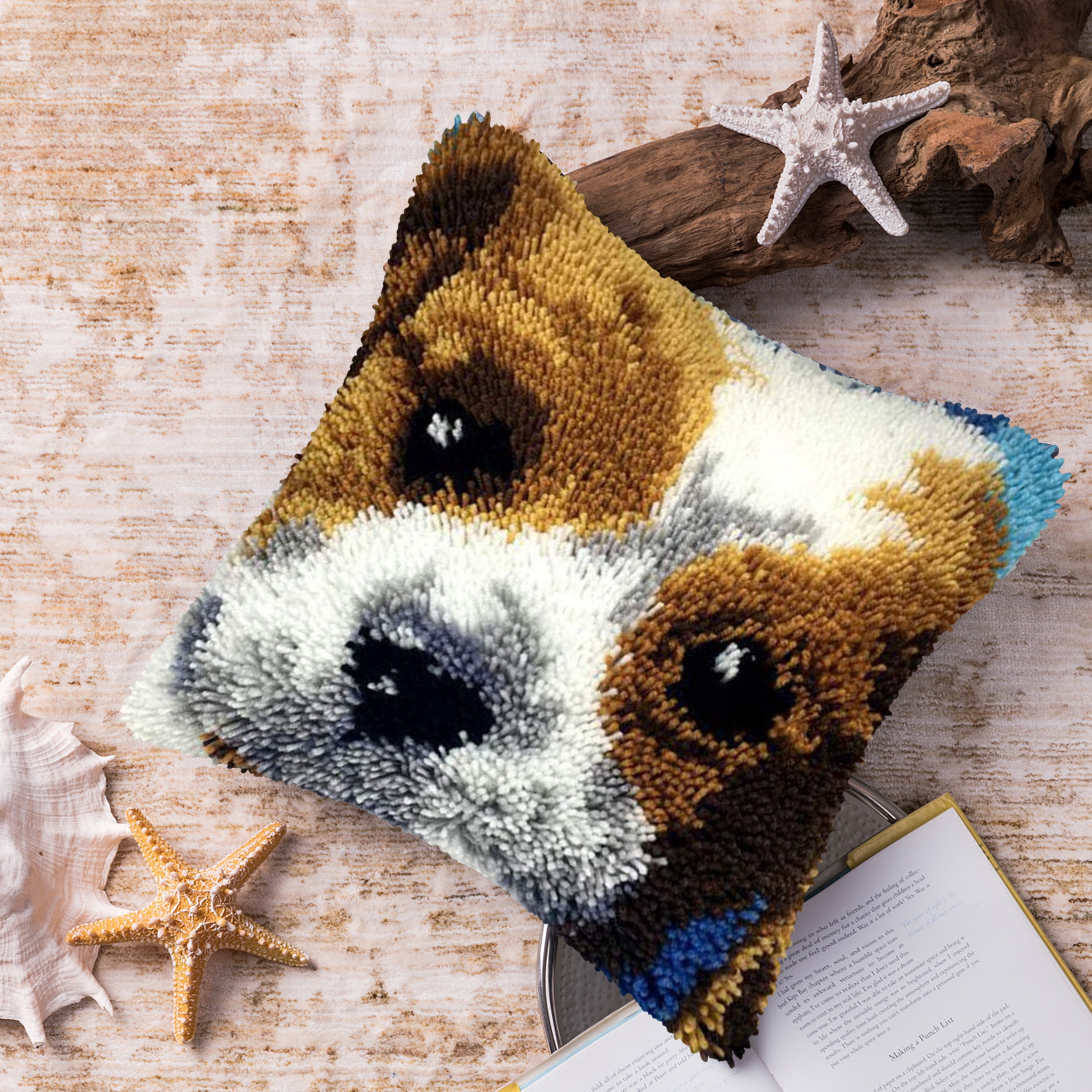 Latch Hook Pillow Kits for Adults pillow,latch hook pillow kits,Fox And Wolf Embroidery Creative Craft Home Decor Ideal for Learning Pillow Making 43×43cm/17*17in