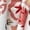 Red, variant on EASYBRAUS Women V Neck Lace Print Summer Dress Casual Floral Flare Sleeve Short Dress