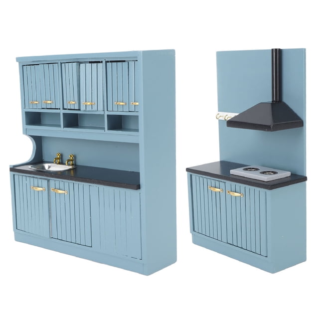 Kit De Muebles De Cocina Para Casa De Muñecas, Juego De Gabinete De Cocina De Madera De Simulación Innovador Para Accesorios De Casa De Muñecas