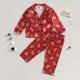 thumbnail image 2 of Conjunto de pijama de 2 piezas para niños y niñas, ropa de dormir de manga larga con estampado de hombre de jengibre, camisa con botones y pantalones, para Navidad, 2 of 3