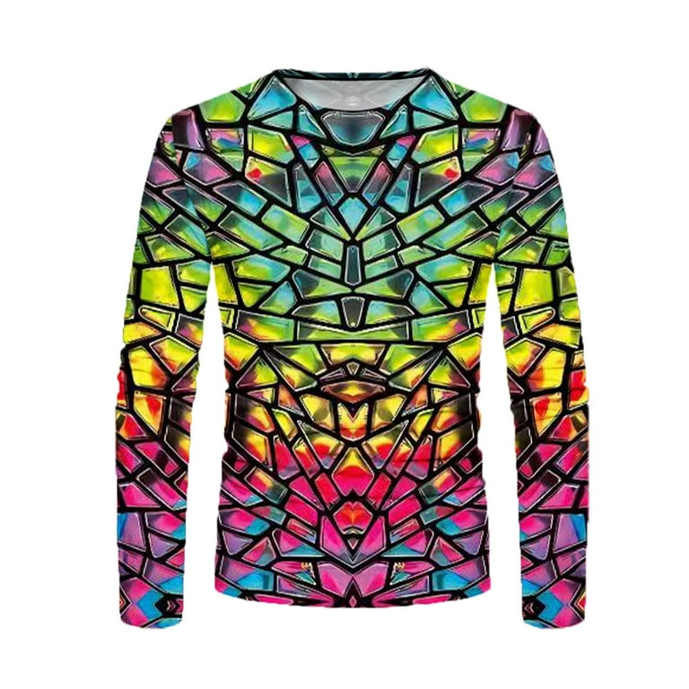 Penkiiy Carnivals T-Shirts, Men's Geometric Rhombus Dazzling
