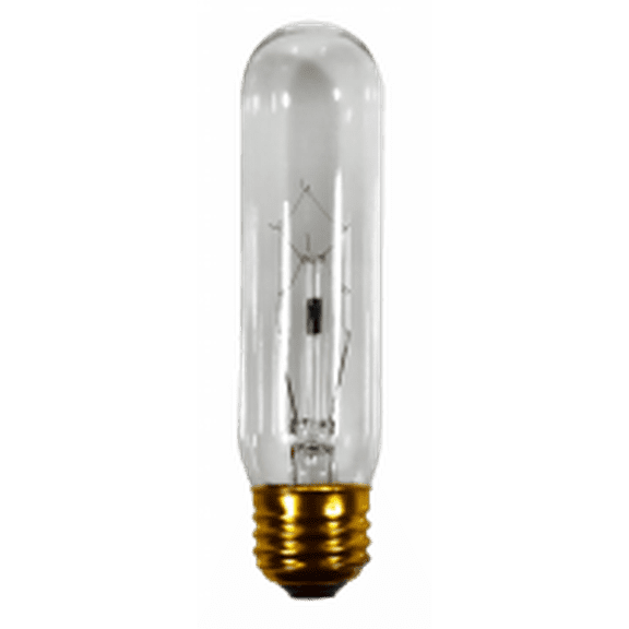 Good Bulb 40W T10 Incandescent Tubular Light Bulb, Clear, 130V, E26 Base, 1000 Hour Life, CRI 100, Dimmable 6-Pack