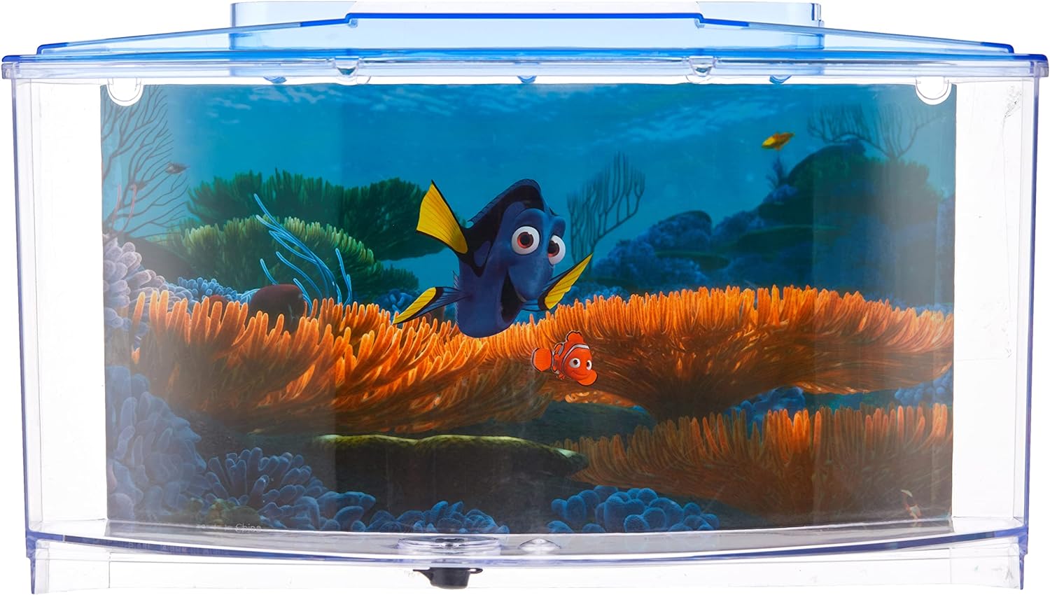 Penn-Plax Finding Dory Betta Fish Tank Kit - Compact Aquarium With Pop-Up Decoration & Background