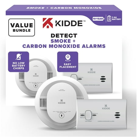 Kidde 10-Year Battery Smoke Detector & AA Battery Carbon Monoxide Detector Value Pack