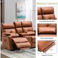 thumbnail image 6 of LVUYOYO Living Room Center Console Power Reclining Loveseat with Massage Function and Storage, Brown, 6 of 8