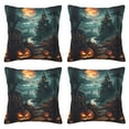 thumbnail image 2 of Halloween Throw Pillow Covers, Halloween Pumpkin Castle A Square Pillow Cases with Invisible Zipper for Halloween Decorations, Farmhouse Halloween Decor 12x12, 2 of 7