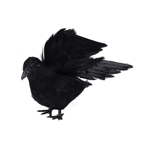 Pájaro artificial YONGSHENG cuervo plumas negras decoración Halloween