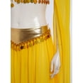 thumbnail image 6 of Zaldita Womens Belly Dance Dress Set Halter Crop Top Chiffon Skirt with Removable Sleeves Carnival Outfit Yellow S, 6 of 7