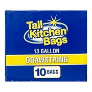 Basic Kitchen Trash Bags, 13 Gallon, 10 Bags (Drawstring)