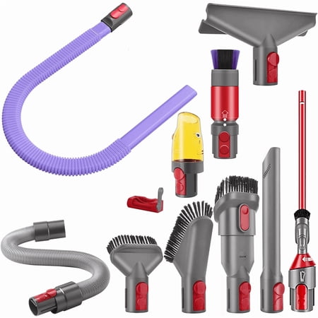 12PCS Accessory Kit Compatible For Dy*son V7 V8 V10 V11 V15 - Extendable Flexible Hose & Multi-Purpose Nozzle Brush