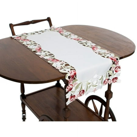 

Lush Rosette Embroidered Cutwork Table Runner 16 by 34-Inch 16 x34